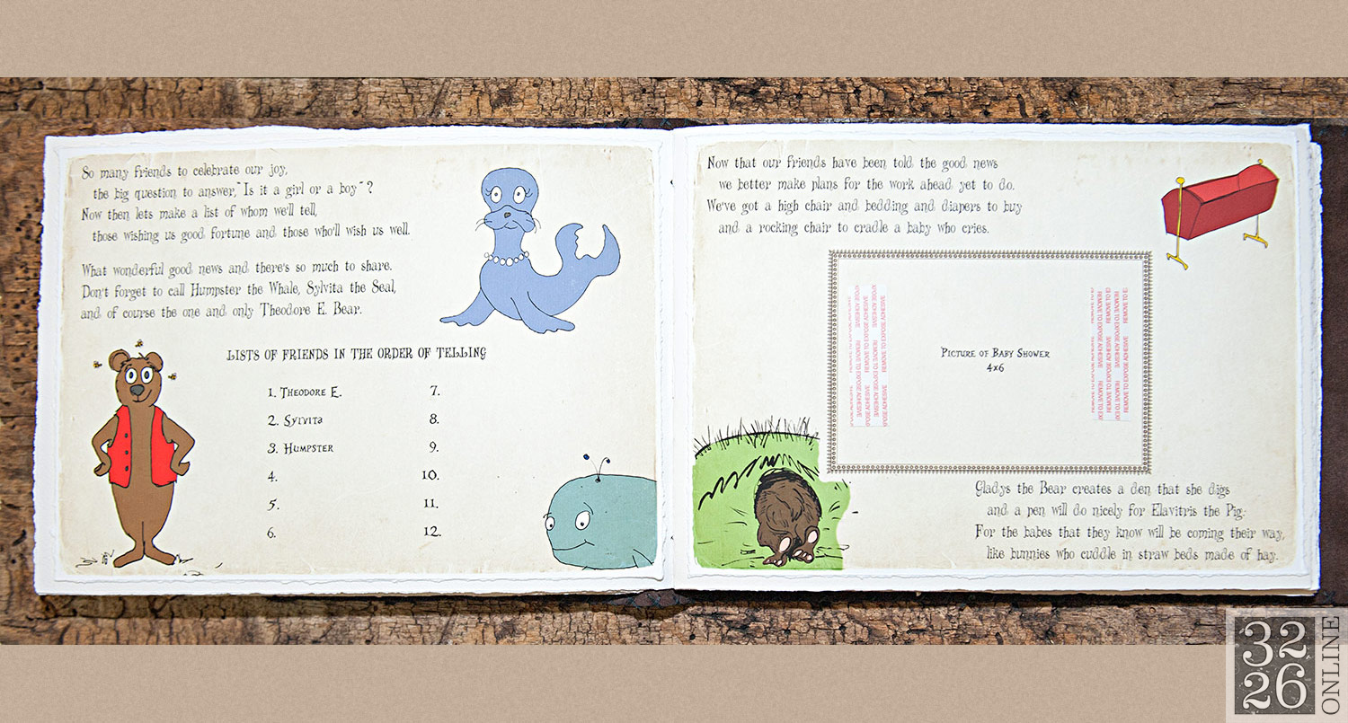 © 3226 Online, LLC, Sara Weinberger. All rights reserved. 3226 Art - Bound By Sara - Sara Weinberger - The Ultimate Baby Book. Handcrafted leather baby album, unique baby gift, baby photo album, baby gift