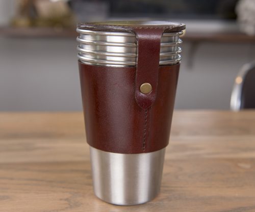 tailgate cups with leather case
