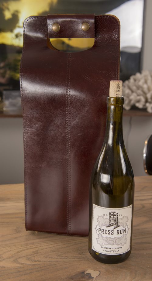 leather wine tote