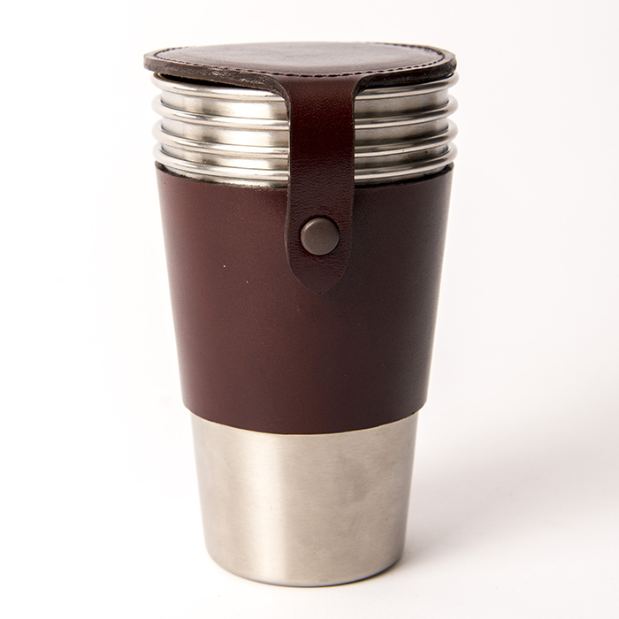 tailgate cups with leather case