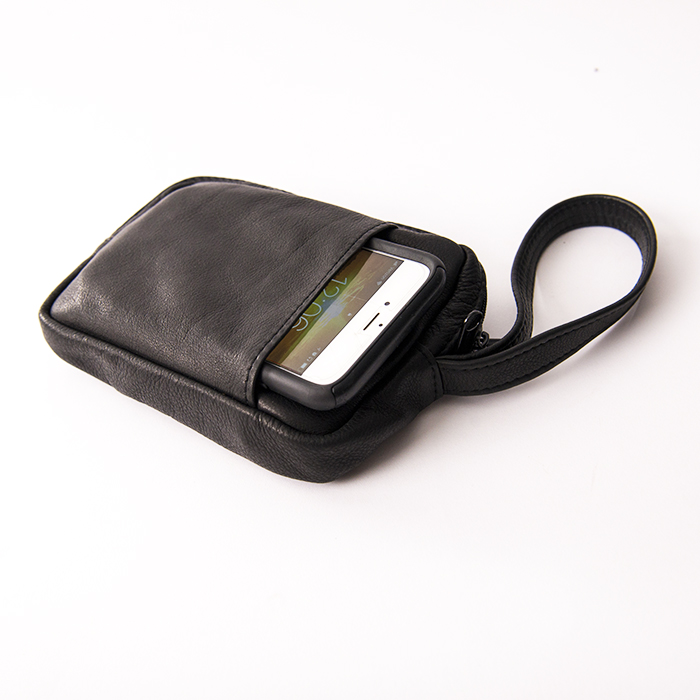 leather wrist purse