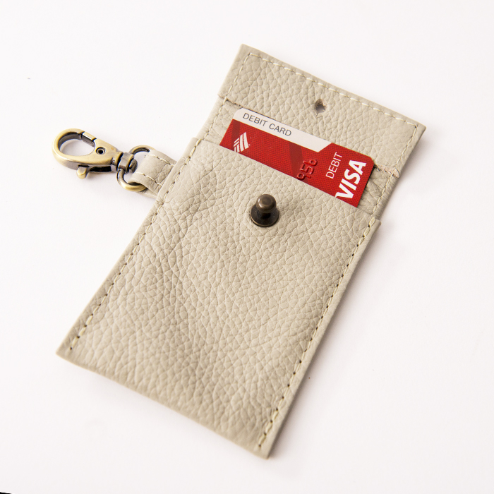 leather card keychain