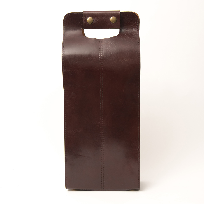 leather wine tote